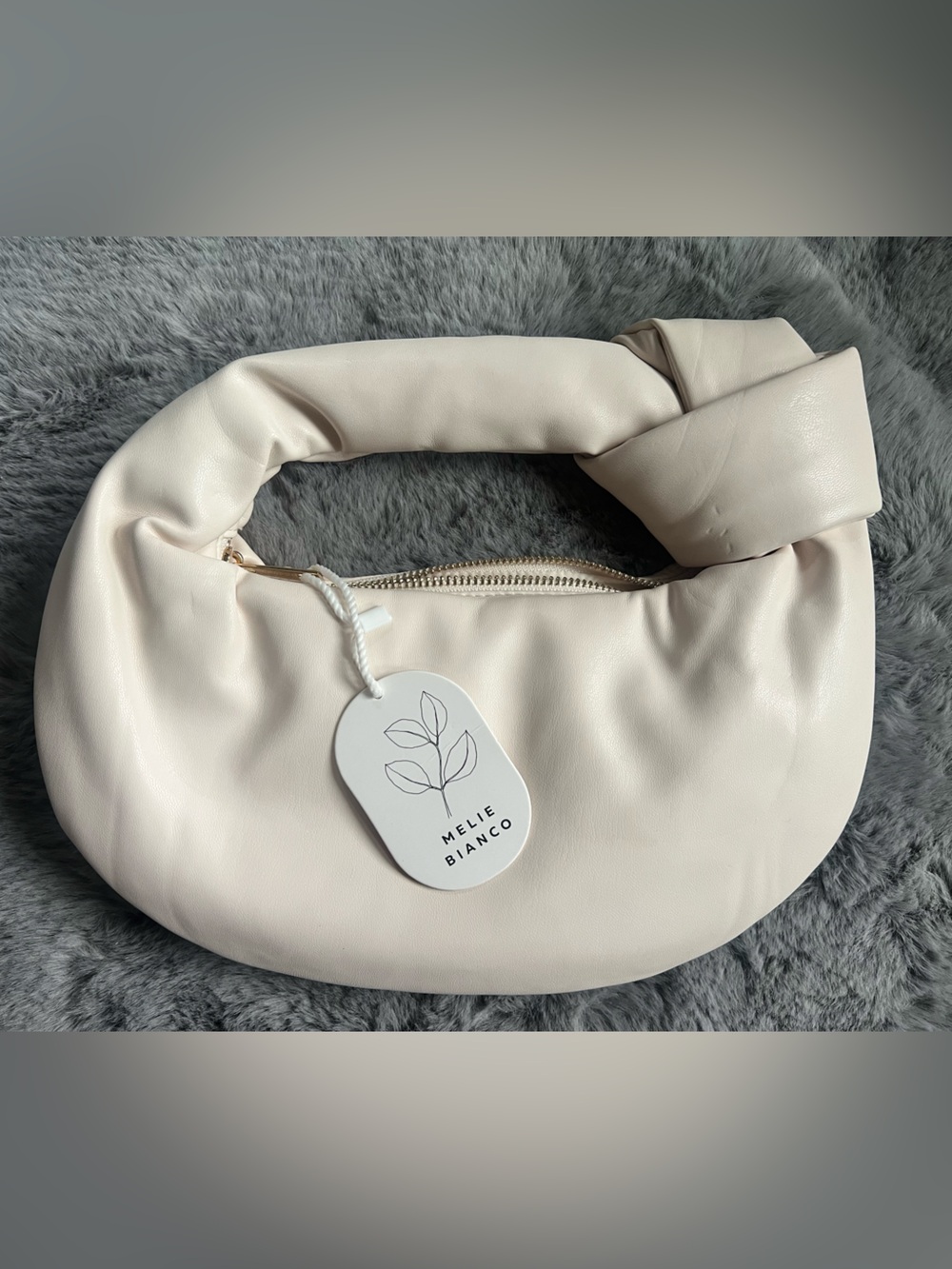 NWT Melie Bianco knotted cream/ivory shoulder bag vegan leather
